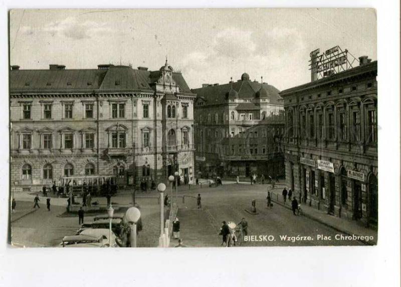 258063 POLAND BIELSKO Wzgorze Plac Chrobrego TRAM Vintage PC