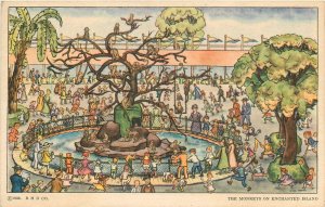 Postcard 1933 Chicago Exposition Monkey's Enchanted Island Donnelly 24-6769