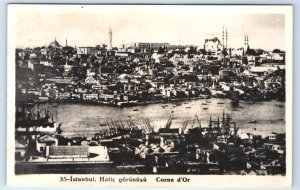 RPPC Halic gorunusu (Golden Horn) Corne d'Or  INSTANBUL TURKEY Postcard