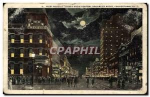 Postcard Old West Street Federl From Central Square By Night Youngstown