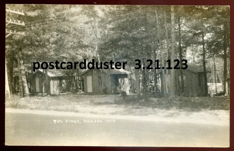 h603 - HOLDEN Maine 1936 The Pines Cabins. Real Photo Postcard