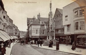 WINCHESTER  HAMPSHIRE ENGLAND~THE CITY CROSS-STOREFRONTS-POSTCARD