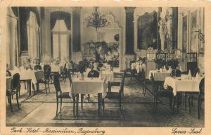 Germany Park Hotel Maximilian Regensburg Speise-Saal restaurant interior 1930s