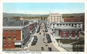 VIRGINIA STREET LOOKING NORTH RENO NEVADA POSTCARD (c. 1915)