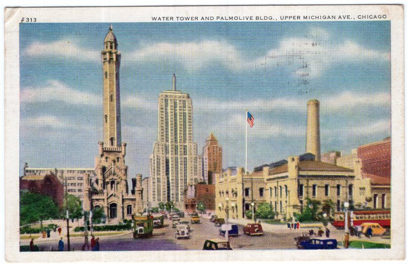 Chicago, Water Tower And Palmolive Bldg., Upper Michigan Ave.