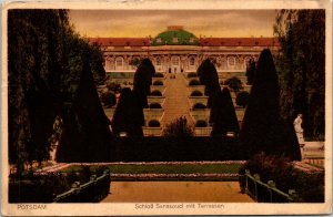 VINTAGE POSTCARD CASTLE SANSSOUCI WITH TERRACES POTSDAM GERMANY 1928