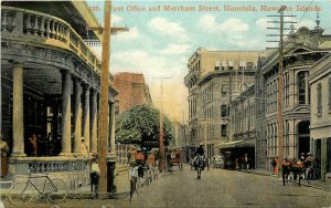 Pvt Mailing Card; Post Office & Merchant Street Scene Honolulu Hawaiian Islands