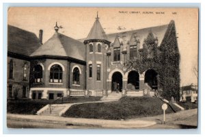 1946 View of Public Library Auburn Maine ME Posted Antique Postcard 