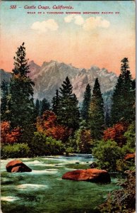Castle Crags California 1912 Postcard Southern Pacific Railroad Reno Postmark