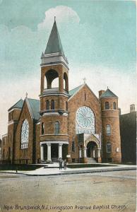 New Brunswick New Jersey~Livington Avenue Baptist Church~1910 Postcard