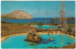 Leeward Isles Pool, Sea Life Park, Makapuu Point, Waimanalo, Oahu, 1951 Postcard