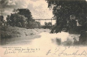 B&W of Mohawk River and Bridge near Utica, N.Y. Postcard