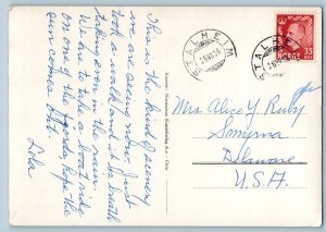 Norway Postcard Gudvangen Mountains River Buildings 1956 Posted RPPC Photo