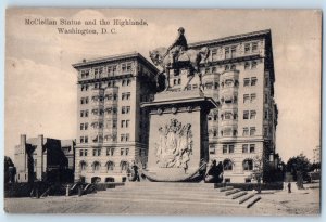 1910 Washington District of Columbia Vintage Postcard McClellan Statue Highlands
