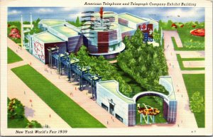 Vtg 1939 American Telephone & Telegraph Exhibit New York World's Fair Postcard