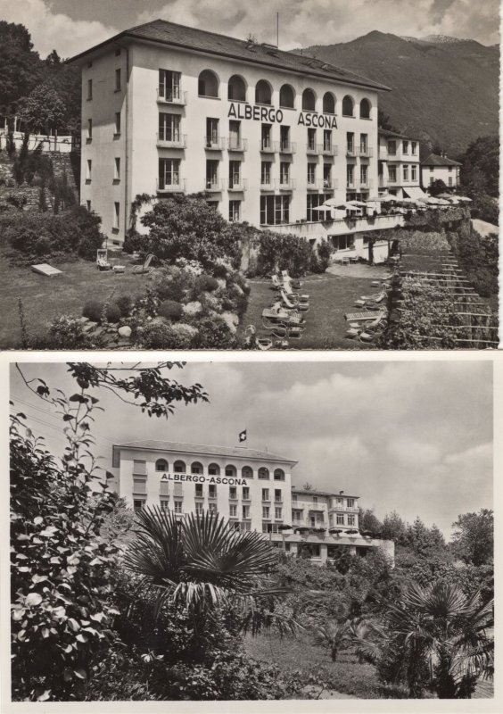 Alberto Ascona Ticino Hotel Switzerland 2x Real Photo Postcard