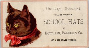 1880s Black Cat Hotchkin Palmer & Co School Hats Chicago IL Business Card Ad