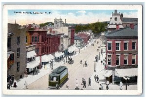 1918 North Street Bus And Buildings Auburn New York NY Posted Antique Postcard