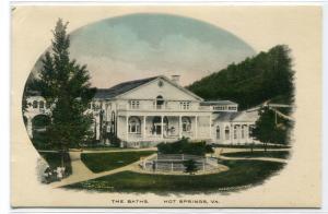 The Baths Hot Springs Virginia 1915 hand colored postcard