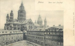 Postcard Germany Mainz dom vom Leichhof tower view