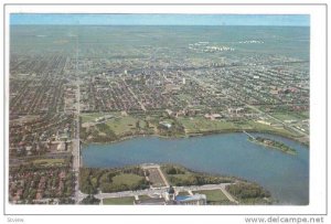 Aerial View of Provincial Legislative Buildings, Regina & rolling prairies, S...