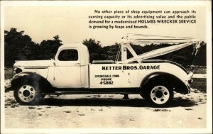 Springdale Stamford CT Ketter Bros Garage Tow Truck Wrecker Chevy? RPPC +Image!