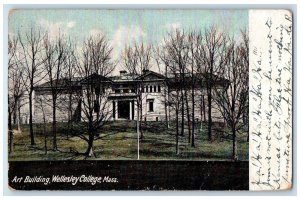 1909 Art Building Wellesley College Front View Trees Massachusetts MA Postcard