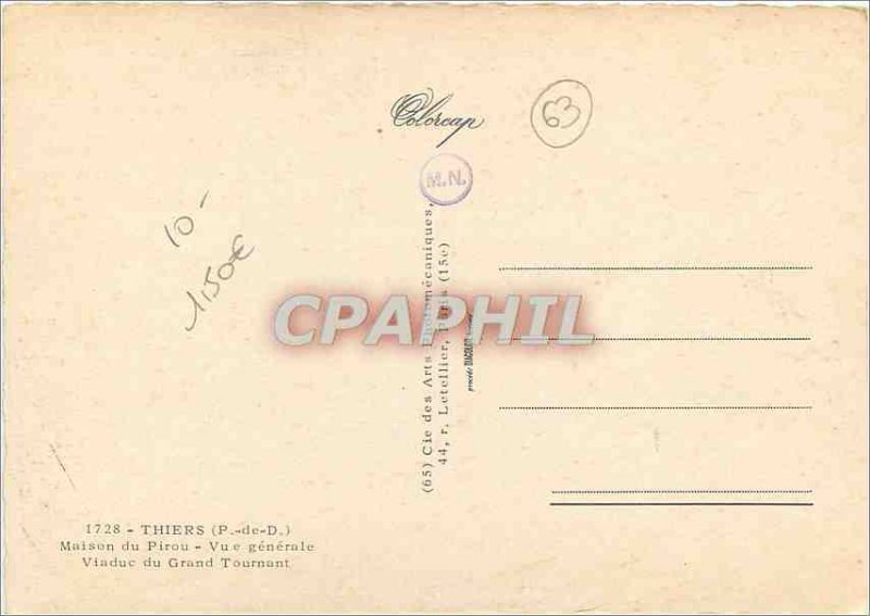 Old Postcard Thiers P D House Pirou General view Viaduct Great Turning
