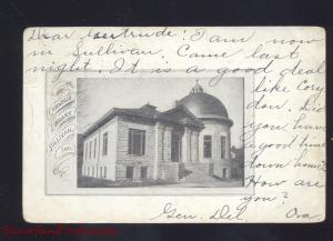 SULLIVAN INDIANA CARNEGIE LIBRARY ANTIQUE VINTAGE POSTCARD NEW ALBANY IND.