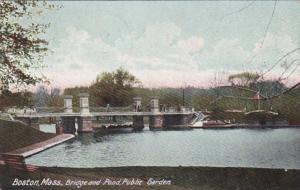 Massachusetts Boston Bridge and Pond In Public Garden 1910