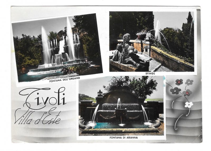 Italy Tivoli Villa D'Este Gardens Fountains Alterocca Multiview Postcard 4X6