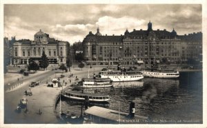 Sweden Stockholm Utsikt over Nybroviken Strandvagen Vintage RPPC 08.67