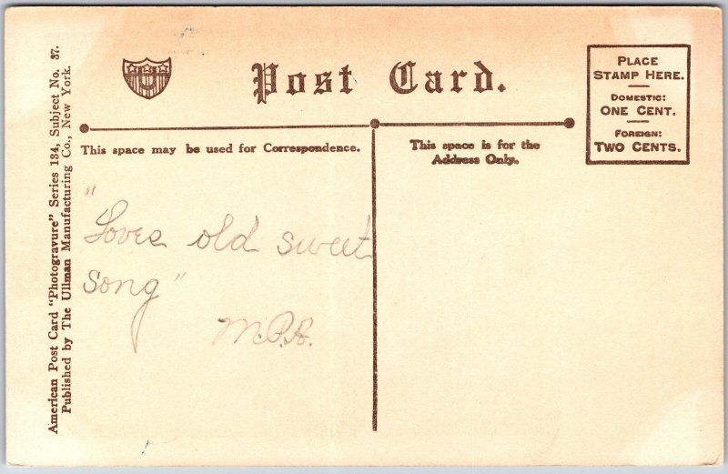 When The Lights Are Low, Romantic Victorian Couple Fireplace Hearth, Postcard