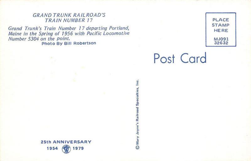 Portland ME Grand Trunk Railroad Below Fort Allen Park in 1956 Postcard