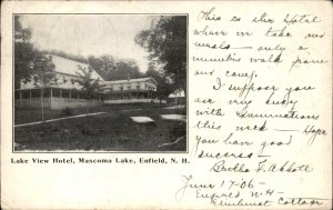 Enfield New Hampshire Lake View Hotel c1900-20s Vintage Postcard