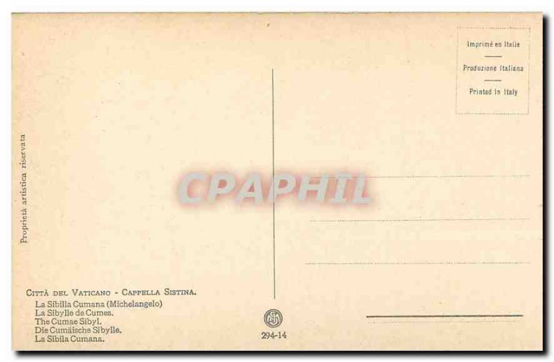 Postcard Old Citta del Vaticano Cappelle Sistina Michelangelo The Cumaean Sibyl