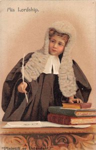 His Lordship Boy Dressed as Judge Vintage Postcard JF685212