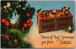 1948 Box Of Fruits From Texas TX Grapefruit Citrusfruit Oranges Posted Postcard