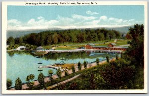 Postcard Syracuse New York NY Onondaga Park Bath House 1920s WB View