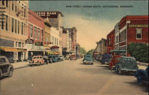 Hattiesburg Mississippi MS Main Street Scene Classic Cars Vintage Postcard