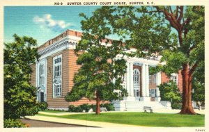 Vintage Postcard  1930's Sumter County Court House South Carolina SC Asheville