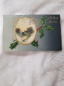 Antique Christmas Postcard A Merry Christmas. Postmarked Christmas Eve 1906