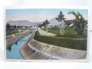 Avenida do Canal Santos Brazil New Unused Antique Postcard c1908