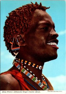 VINTAGE CONTINENTAL SIZE POSTCARD AFRICAN WARRIOR TRIBESMAN POSTED TOGO 1979