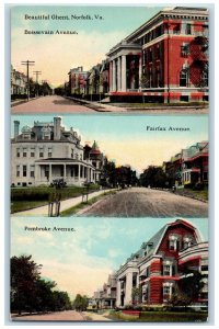c1940s Beautiful Ghent Boissevain Ave Fairfax & Pembroke Ave Norfolk VA Postcard