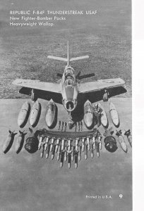 REPUBLIC F-84F THUNDERSTREAK USAF AVIATION ARCADE MUTOSCOPE CARD POSTCARD 1950s