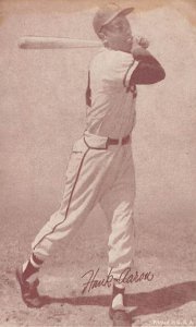 Hank Aaron Baseball Exhibition Card View Postcard Backing 