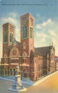 Providence Rhode Island Cathedral of St Peter & St Paul Linen Postcard Unused