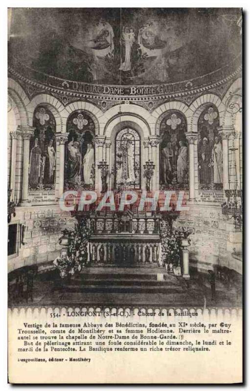 Old Postcard Longpont Choeur De La Basilique