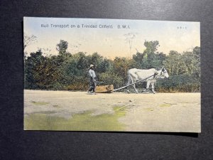 Mint British West Indies Postcard Bull Transport on a Trinidad Oilfield PPC BWI